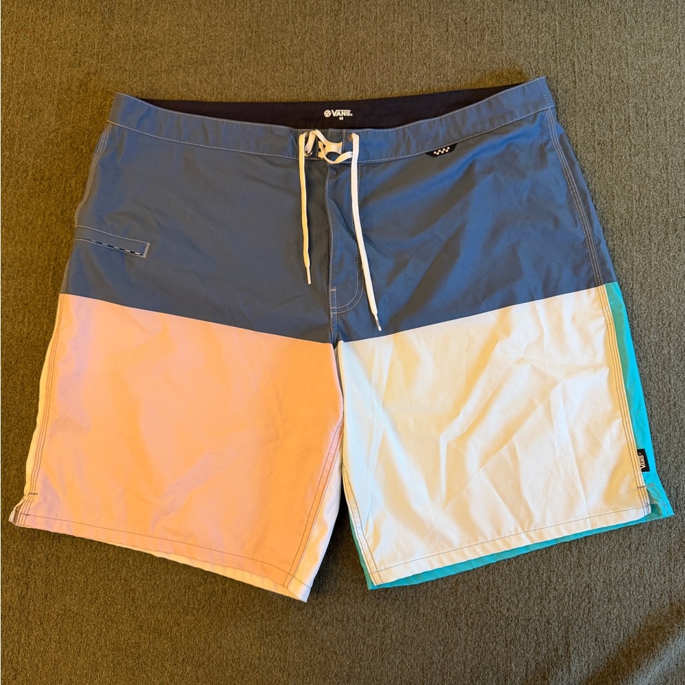 Vans Men’s Colorblock Board Shorts Blue Pink Aqua Size 40